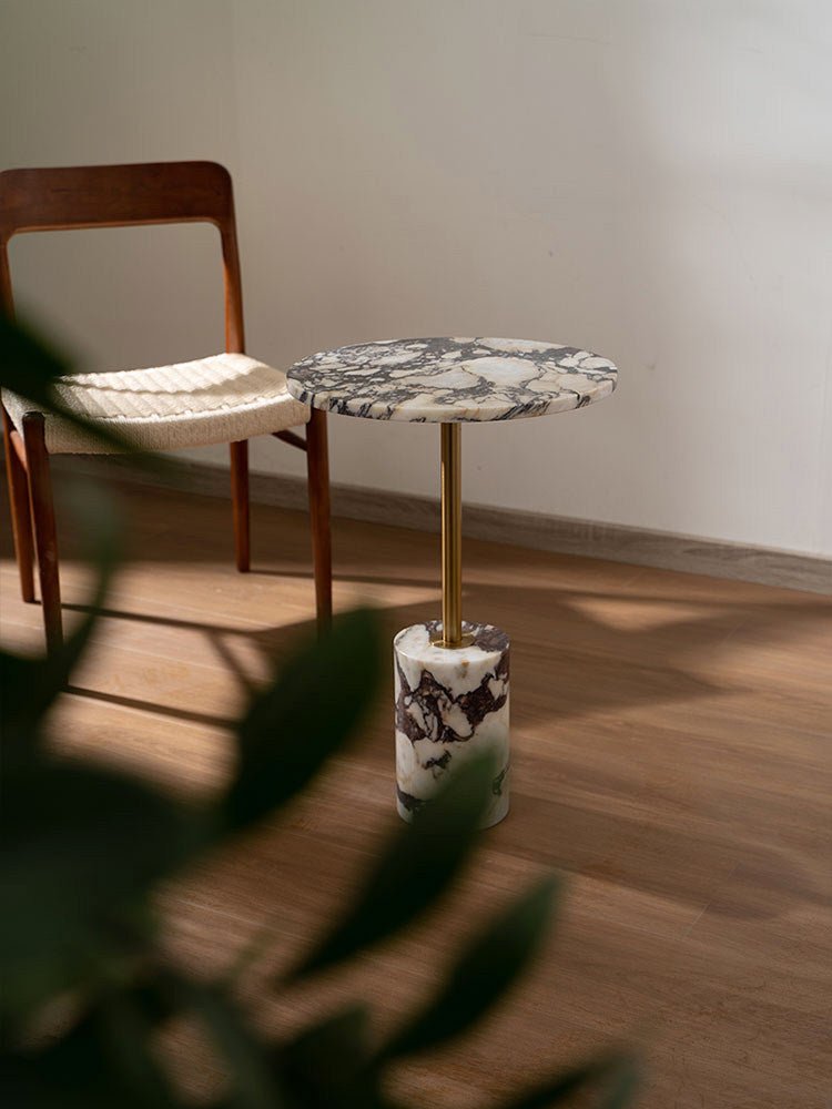 Marble Duo Side Table Set with Brass Accents for Modern Interiors