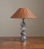 Marble Orb Rattan Table Lamp – Natural Stone & Woven Shade