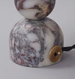 Marble Orb Rattan Table Lamp – Natural Stone & Woven Shade
