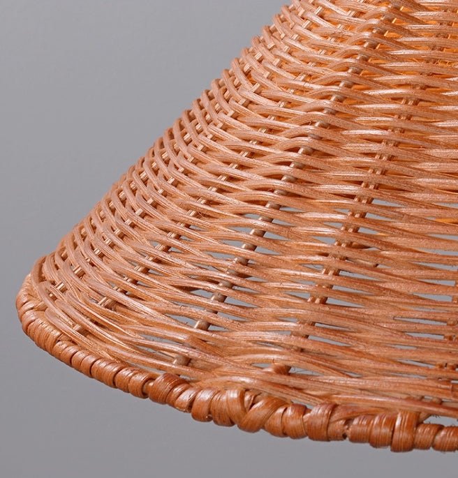Marble Orb Rattan Table Lamp – Natural Stone & Woven Shade