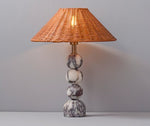 Marble Orb Rattan Table Lamp – Natural Stone & Woven Shade