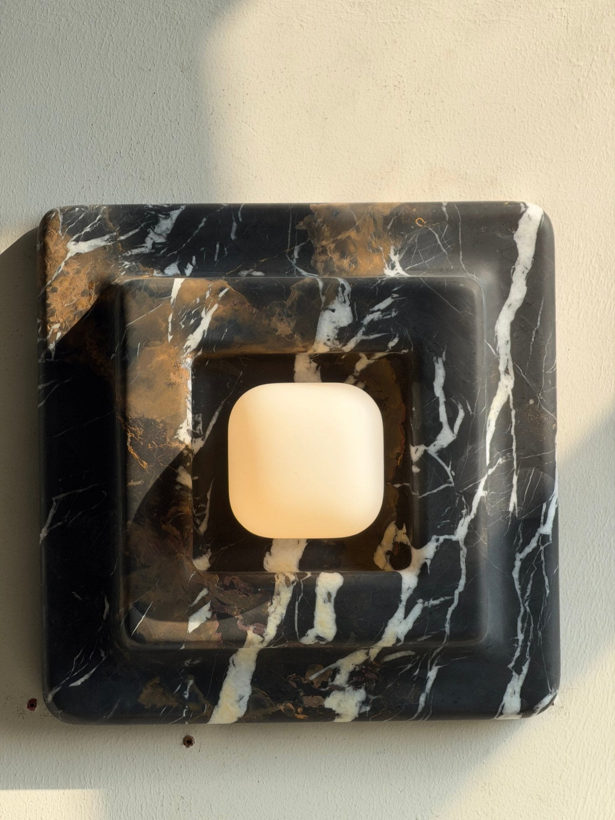 Marble Wall Sconce in Red and White Stone for Modern Interiors