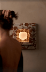 Marble Wall Sconce in Red and White Stone for Modern Interiors