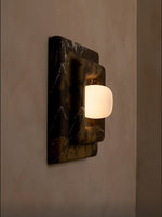 Marble Wall Sconce in Red and White Stone for Modern Interiors