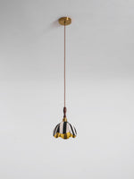 Marbre Stripe Pendant Light – Artisan Fabric Shade with Gold Accents