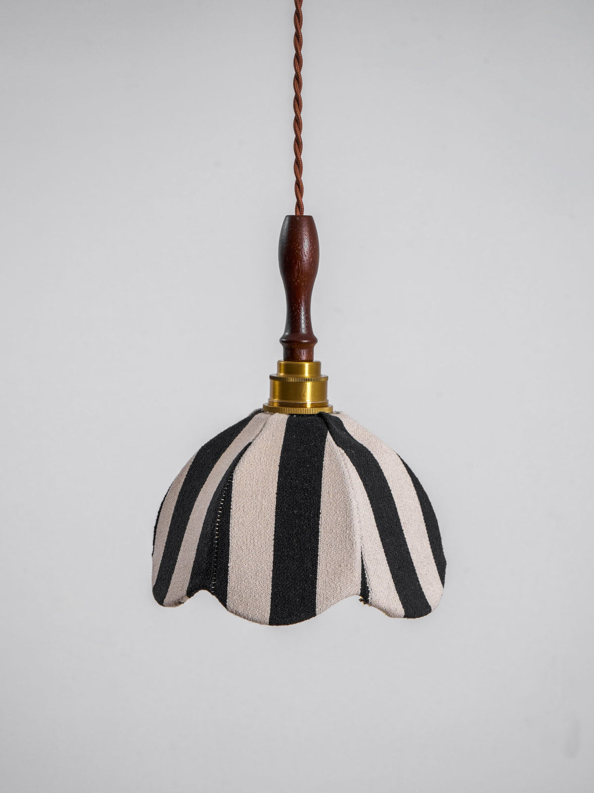 Marbre Stripe Pendant Light – Artisan Fabric Shade with Gold Accents