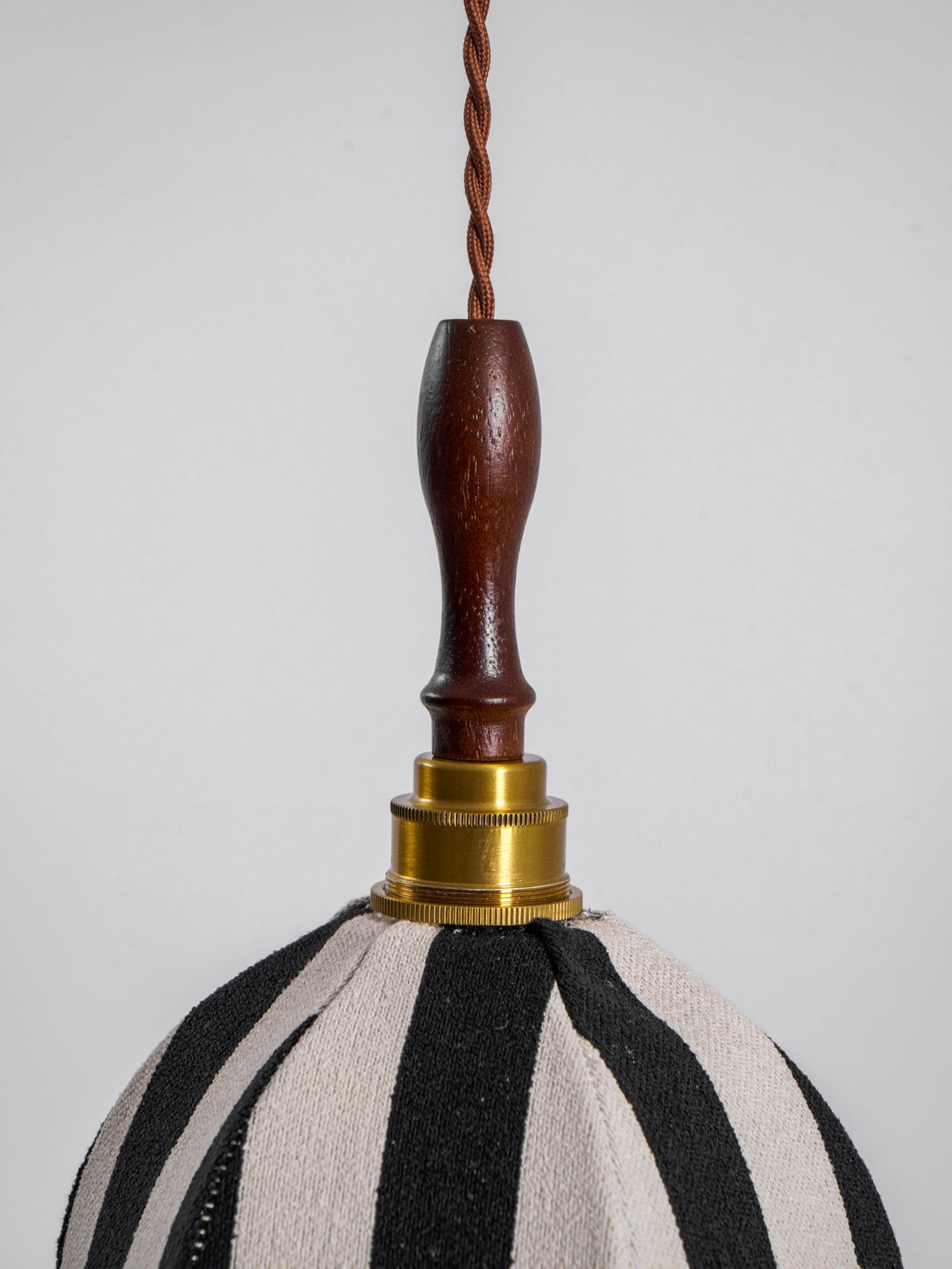 Marbre Stripe Pendant Light – Artisan Fabric Shade with Gold Accents