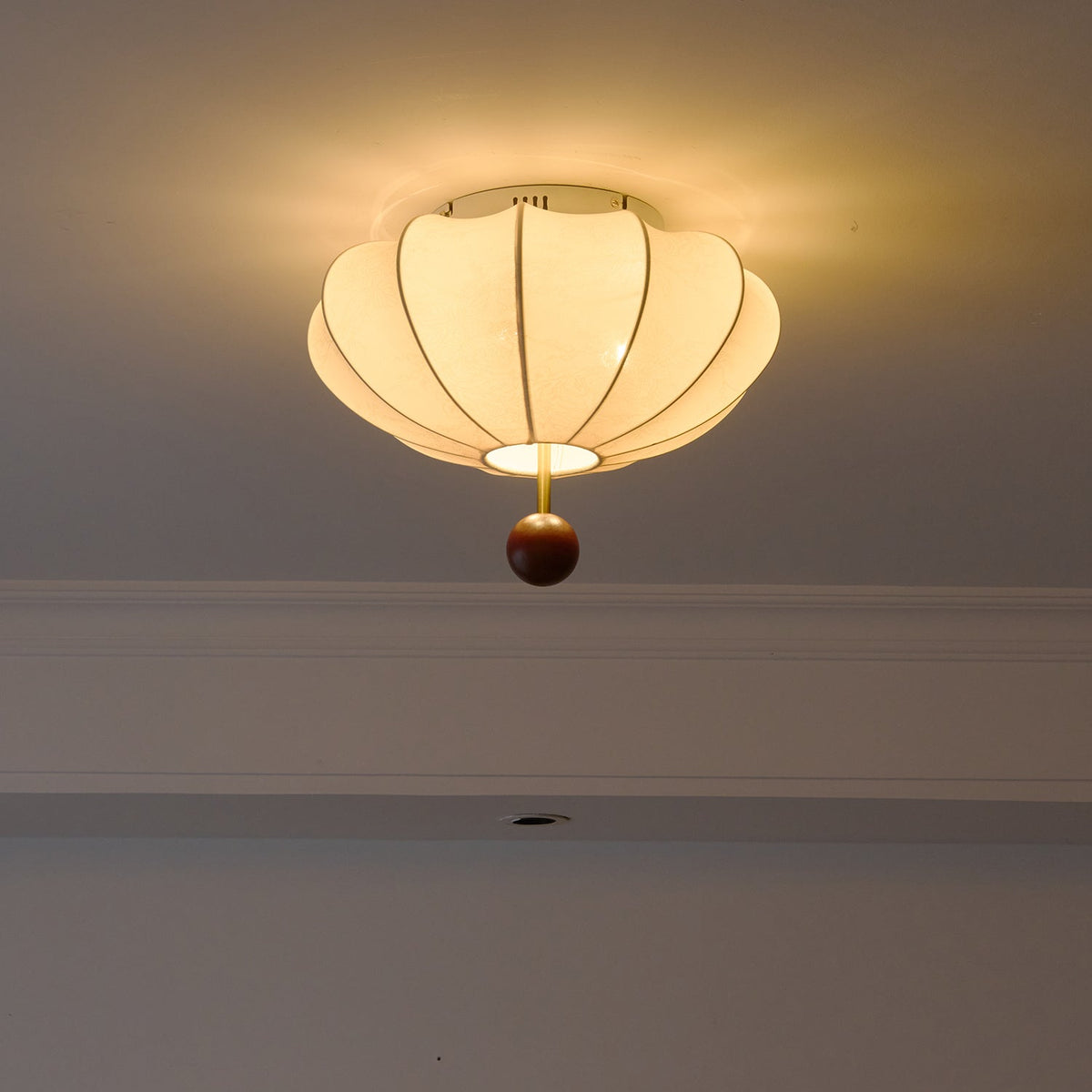 Marceline Fabric and Wood Flush Mount Ceiling Light with LED