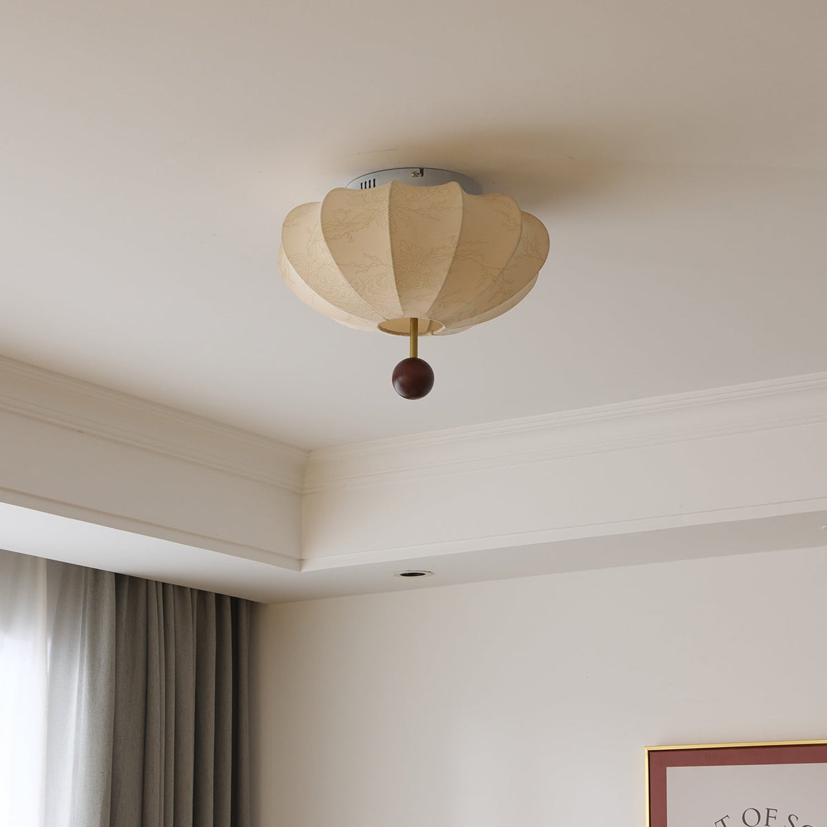 Marceline Fabric and Wood Flush Mount Ceiling Light with LED