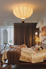 Marceline Fabric and Wood Flush Mount Ceiling Light with LED