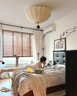 Marceline Fabric and Wood Flush Mount Ceiling Light with LED