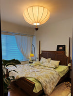Marceline Fabric and Wood Flush Mount Ceiling Light with LED