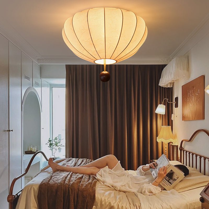 Marceline Fabric and Wood Flush Mount Ceiling Light with LED