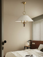 Marcellia Pleated Fabric Pendant Light with Wood Accent, Gold Finish