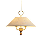Marcellia Pleated Fabric Pendant Light with Wood Accent, Gold Finish