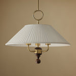 Marcellia Pleated Fabric Pendant Light with Wood Accent, Gold Finish