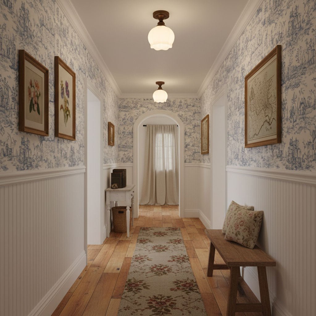Marcellis Flush Mount Ceiling Light in Vintage Bronze and Glass