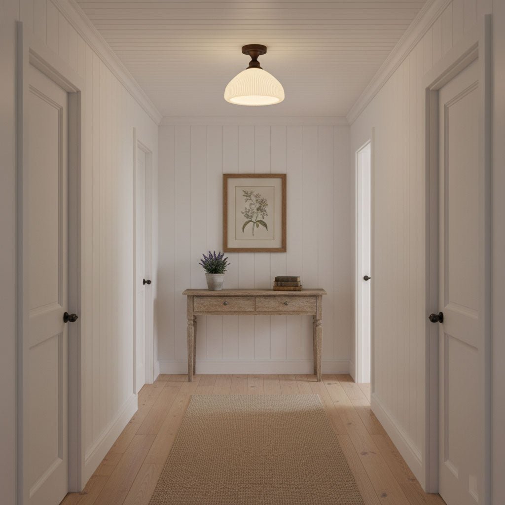 Marcellis Flush Mount Ceiling Light in Vintage Bronze and Glass