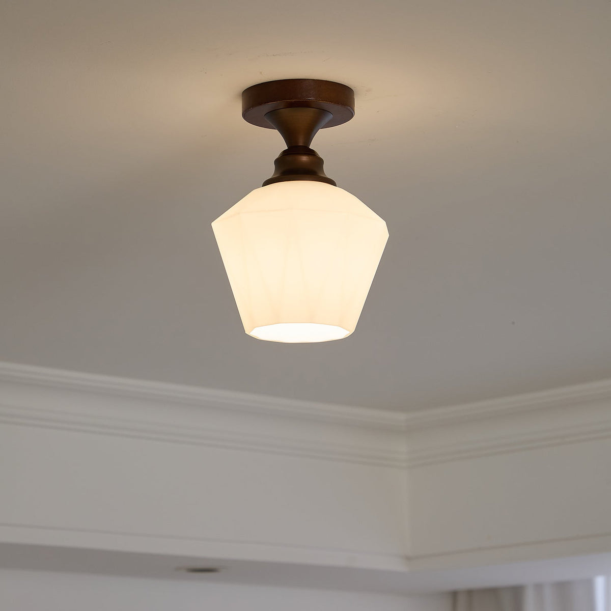 Marcellis Flush Mount Ceiling Light in Vintage Bronze and Glass