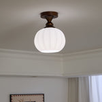 Marcellis Flush Mount Ceiling Light in Vintage Bronze and Glass