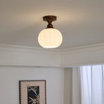 Marcellis Flush Mount Ceiling Light in Vintage Bronze and Glass