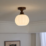 Marcellis Flush Mount Ceiling Light in Vintage Bronze and Glass