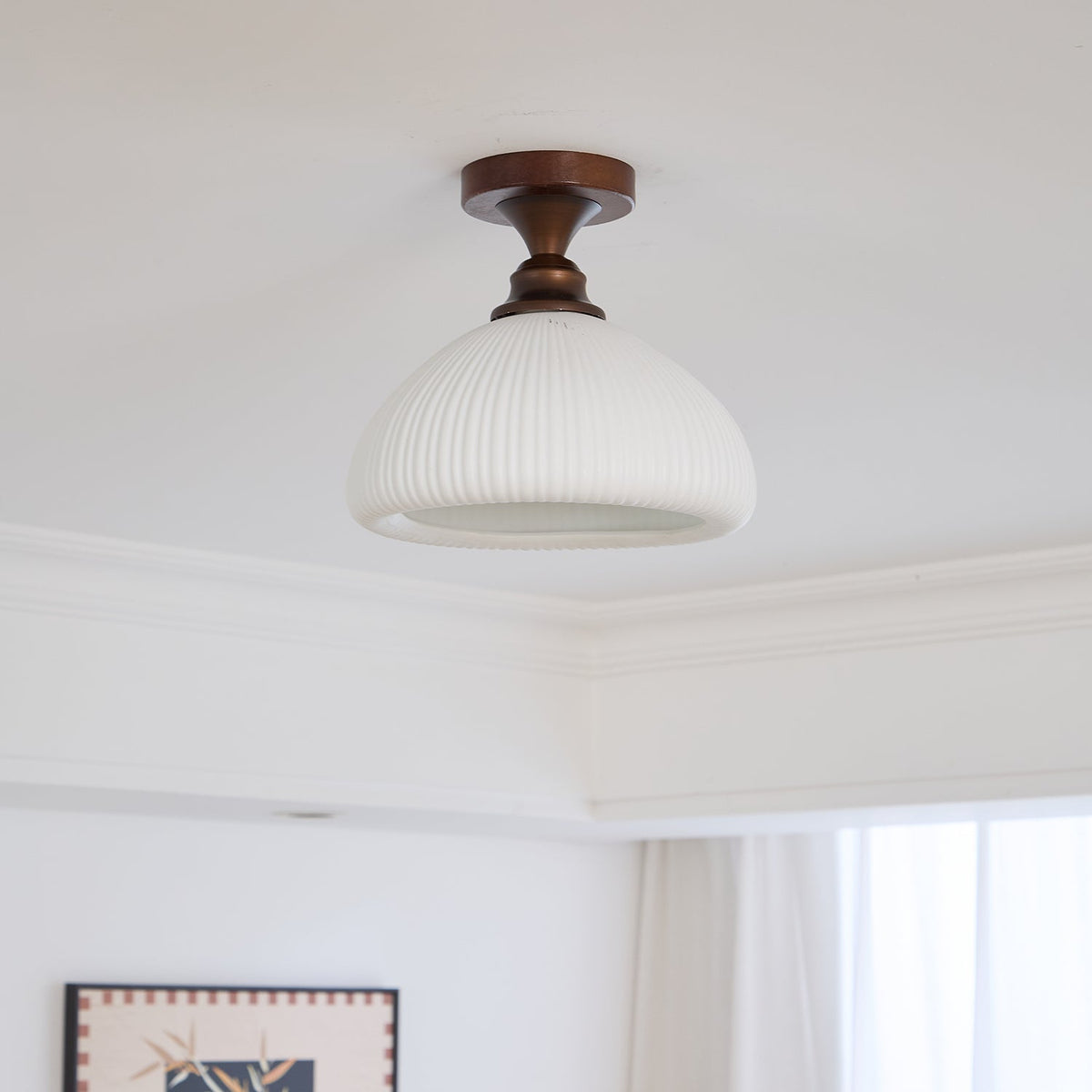 Marcellis Flush Mount Ceiling Light in Vintage Bronze and Glass
