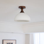 Marcellis Flush Mount Ceiling Light in Vintage Bronze and Glass