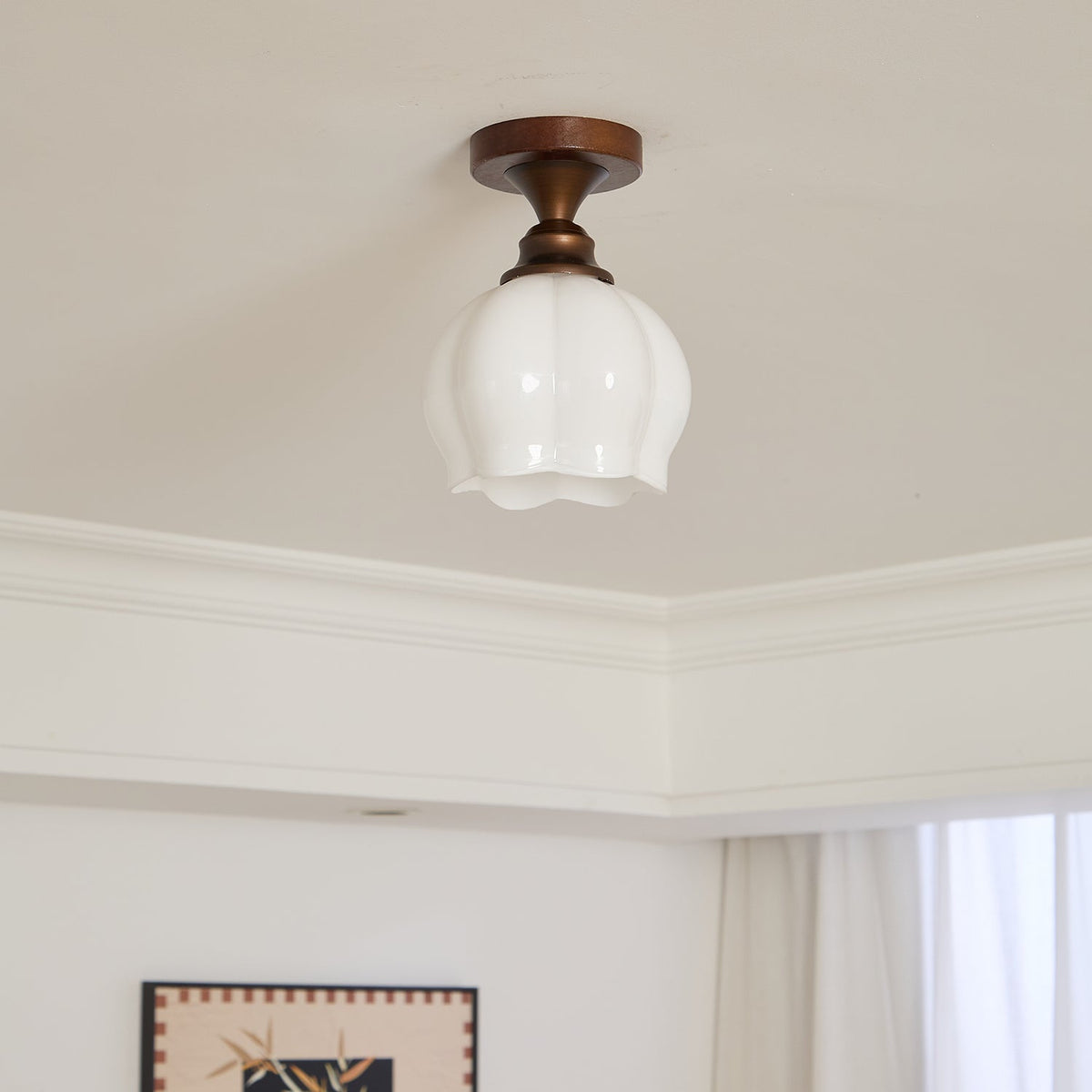 Marcellis Flush Mount Ceiling Light in Vintage Bronze and Glass