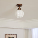 Marcellis Flush Mount Ceiling Light in Vintage Bronze and Glass