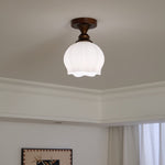 Marcellis Flush Mount Ceiling Light in Vintage Bronze and Glass