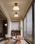 Marcellis Flush Mount Ceiling Light in Vintage Bronze and Glass