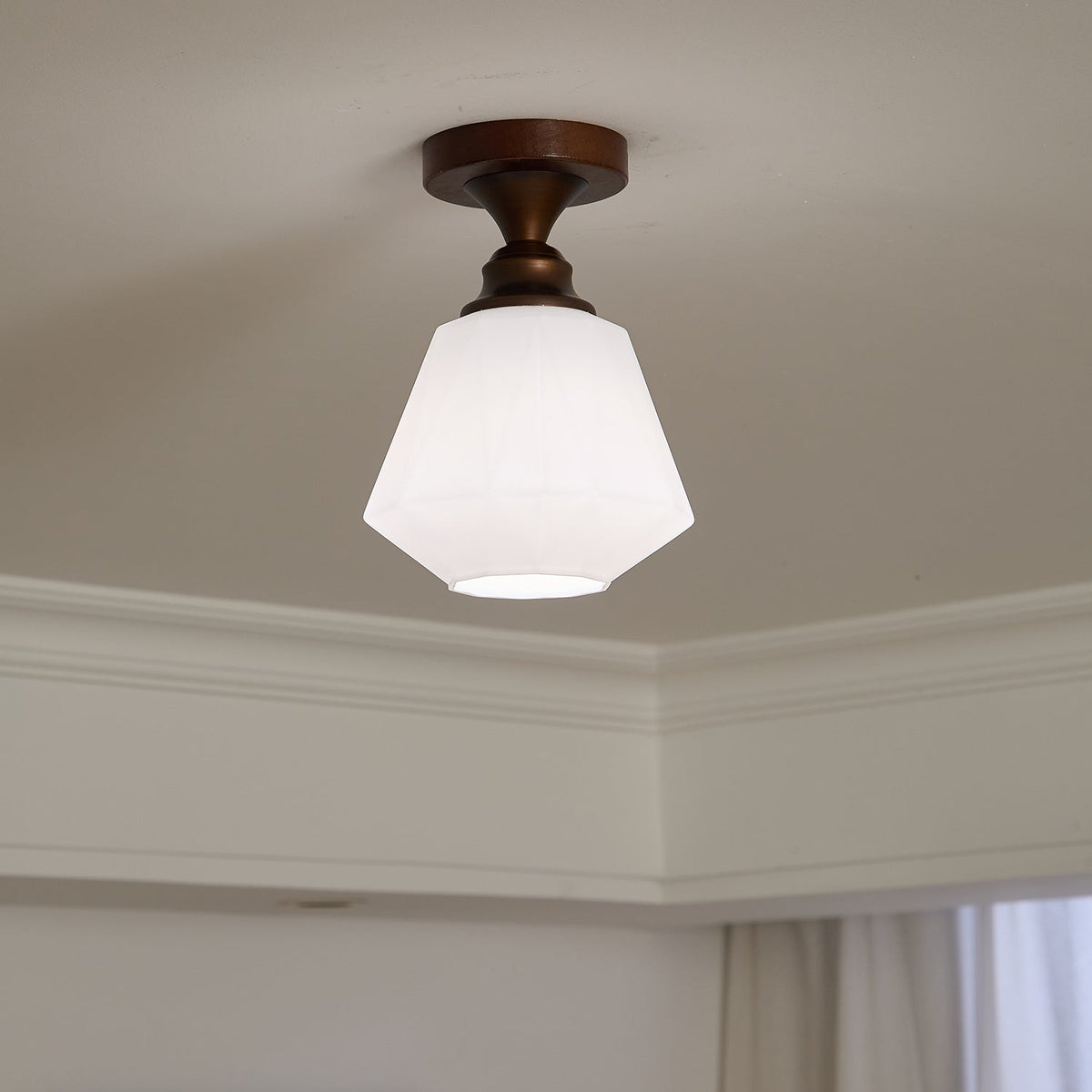 Marcellis Flush Mount Ceiling Light in Vintage Bronze and Glass