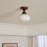 Marcellis Flush Mount Ceiling Light in Vintage Bronze and Glass