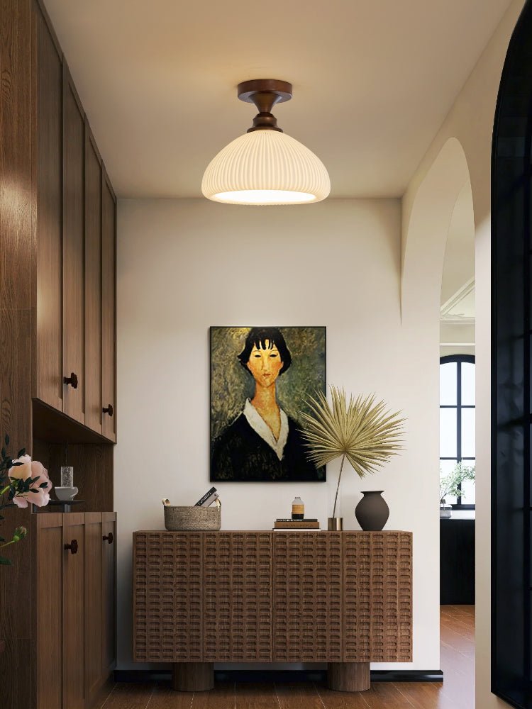Marcellis Flush Mount Ceiling Light in Vintage Bronze and Glass