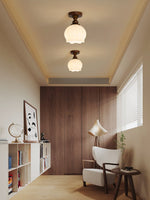Marcellis Flush Mount Ceiling Light in Vintage Bronze and Glass