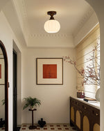 Marcellis Flush Mount Ceiling Light in Vintage Bronze and Glass