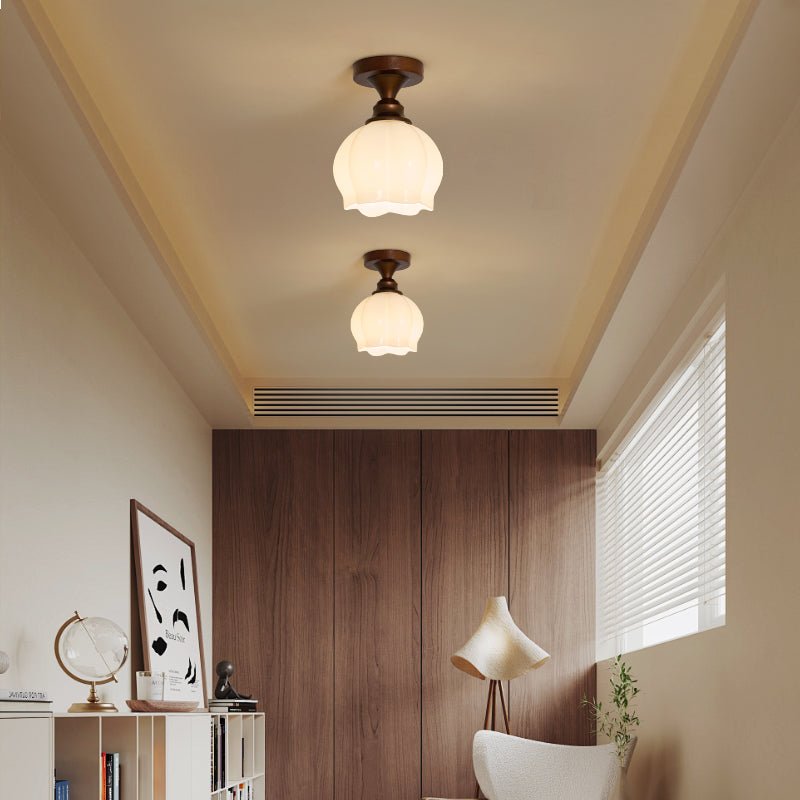 Marcellis Flush Mount Ceiling Light in Vintage Bronze and Glass