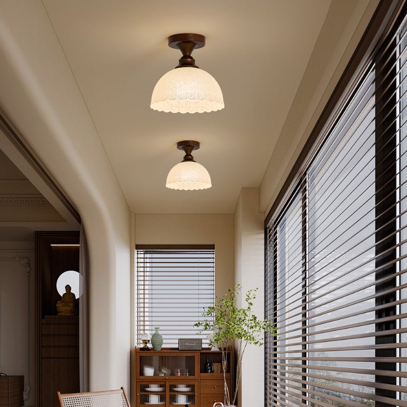 Marcellis Flush Mount Ceiling Light in Vintage Bronze and Glass