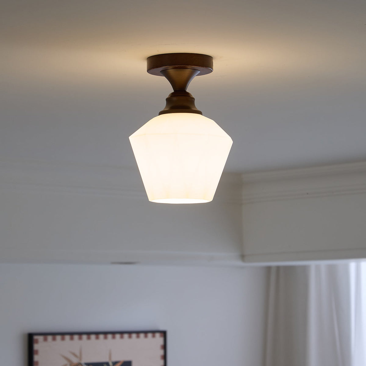 Marcellis Flush Mount Ceiling Light in Vintage Bronze and Glass
