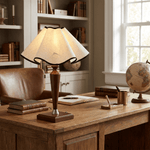 Marcellis Table Lamp with Wooden Base and Fabric Shade