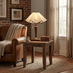 Marcellis Table Lamp with Wooden Base and Fabric Shade