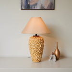 Marelo Ceramic Table Lamp with Fabric Shade for Living Room and Bedroom