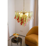 Marielle Glass Chandelier – Modern Art Deco Pendant Light for Dining Room & Foyer