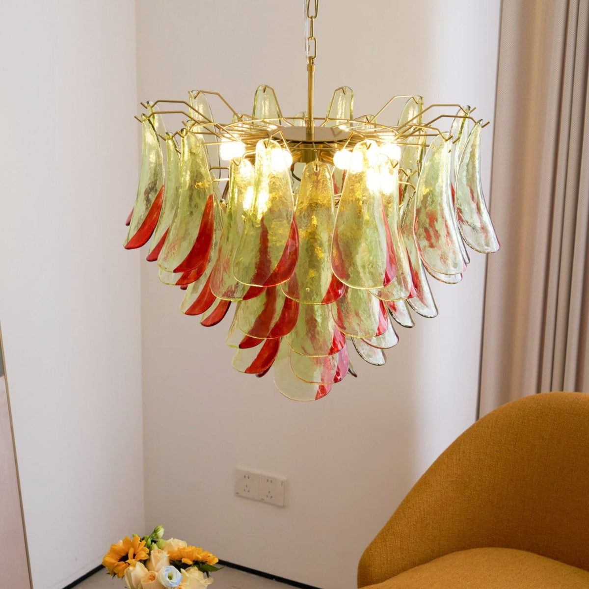 Marielle Glass Chandelier – Modern Art Deco Pendant Light for Dining Room & Foyer