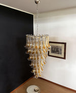 Marigold Glass Chandelier – Cascading Amber Petal Pendant Light for Dining Room & Entryway
