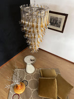 Marigold Glass Chandelier – Cascading Amber Petal Pendant Light for Dining Room & Entryway