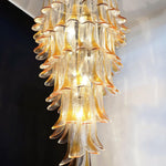 Marigold Glass Chandelier – Cascading Amber Petal Pendant Light for Dining Room & Entryway