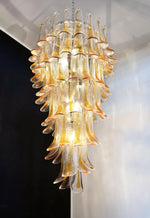 Marigold Glass Chandelier – Cascading Amber Petal Pendant Light for Dining Room & Entryway