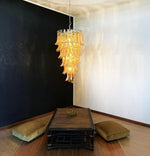 Marigold Glass Chandelier – Cascading Amber Petal Pendant Light for Dining Room & Entryway